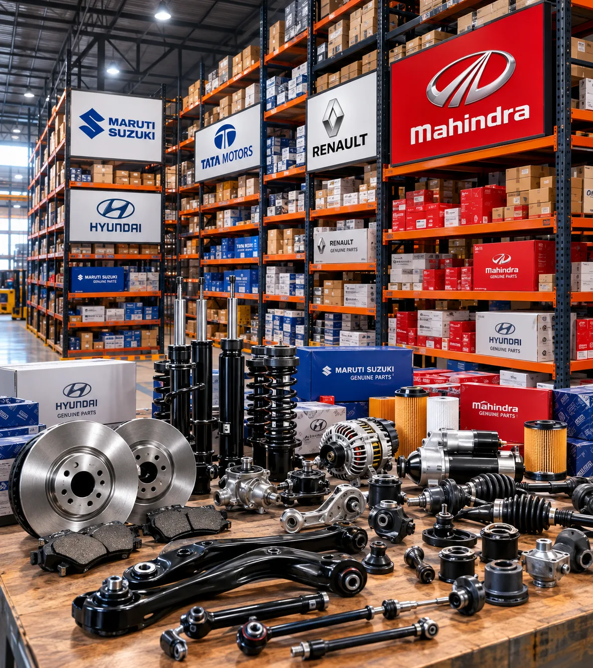 Automotive spare parts warehouse and components